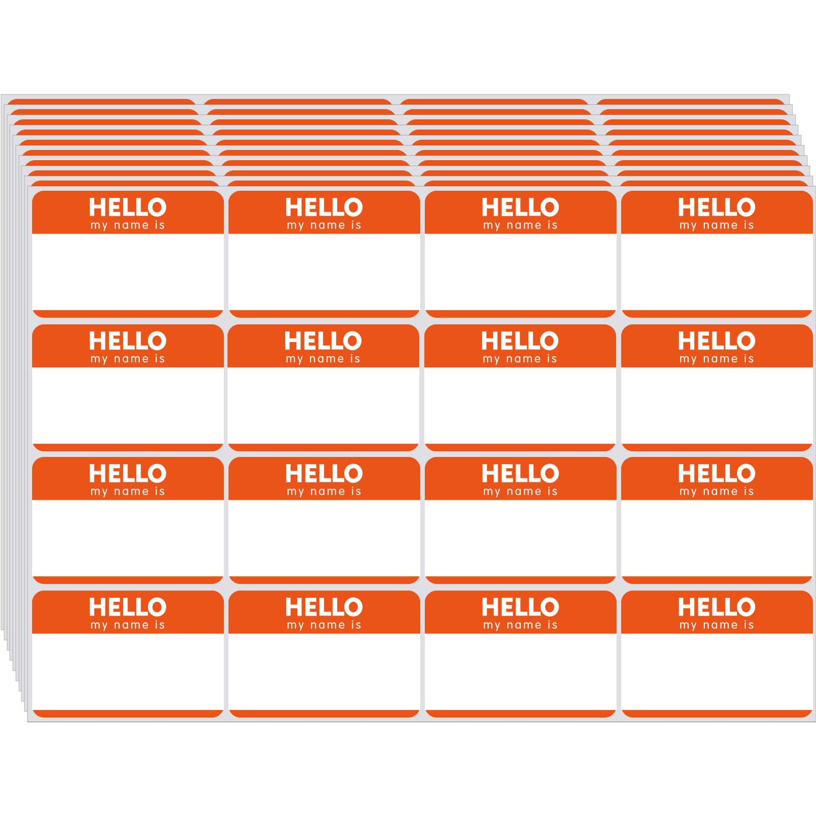 Zacool 480 Pcs Orange Name Tag Stickers (3 'X 2') Identification Badges,Peel And Stickers 'Hello My Name Is' Name Tags Stick