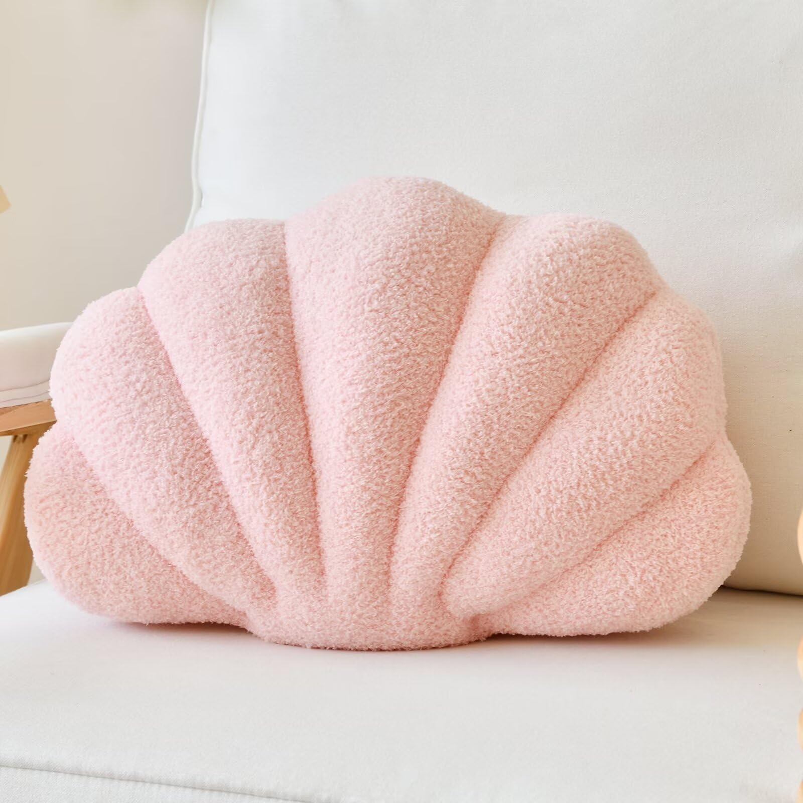 Lfsaaj Pink Seashell Throw Pillows, Shell Shaped Throw Pillows, 13 Inch Soft Home Decorative Pillow Plush Cushion For Bed Couch