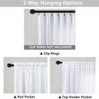 Mrs.Naturall 60" Wide White Curtains, 2 Panels, Semi-Sheer Linen, 60x108" for Living Room, Home Office, Model MN-HFM-CGCL-Pure