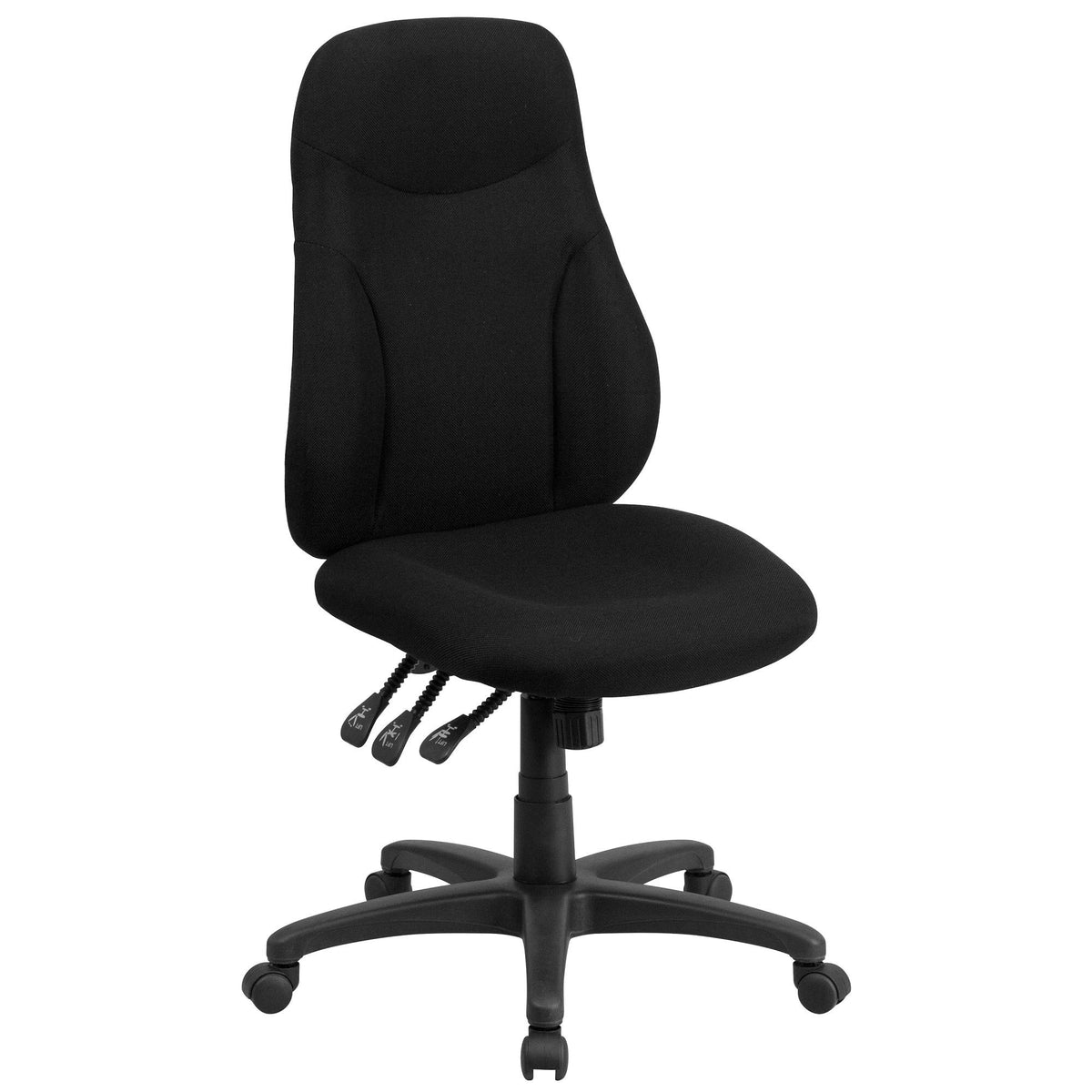 Flash Furniture Hughes High Back Black Fabric Multifunction Swivel Ergonomic Task Office Chair