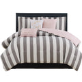 Juicy Couture Jyz012630 Cabana Stripe 6-Piece Reversible Set, Queen Grey/White