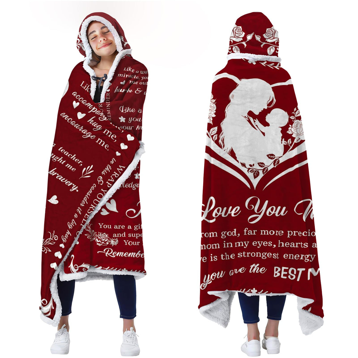 For Mom - Spoiled Wife Fleece Wearable Blanket, Best Mom Hoodie, Birthday Gift For Mom, Birthday Gifts From Daughter Son To Mom,