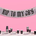 xo, Fetti RIP to My 20s Fringe Banner - Black Glitter & Iridescent Fringe, 5.5 Ft. | Birthday Decorations, Bday Party Sign, 30th