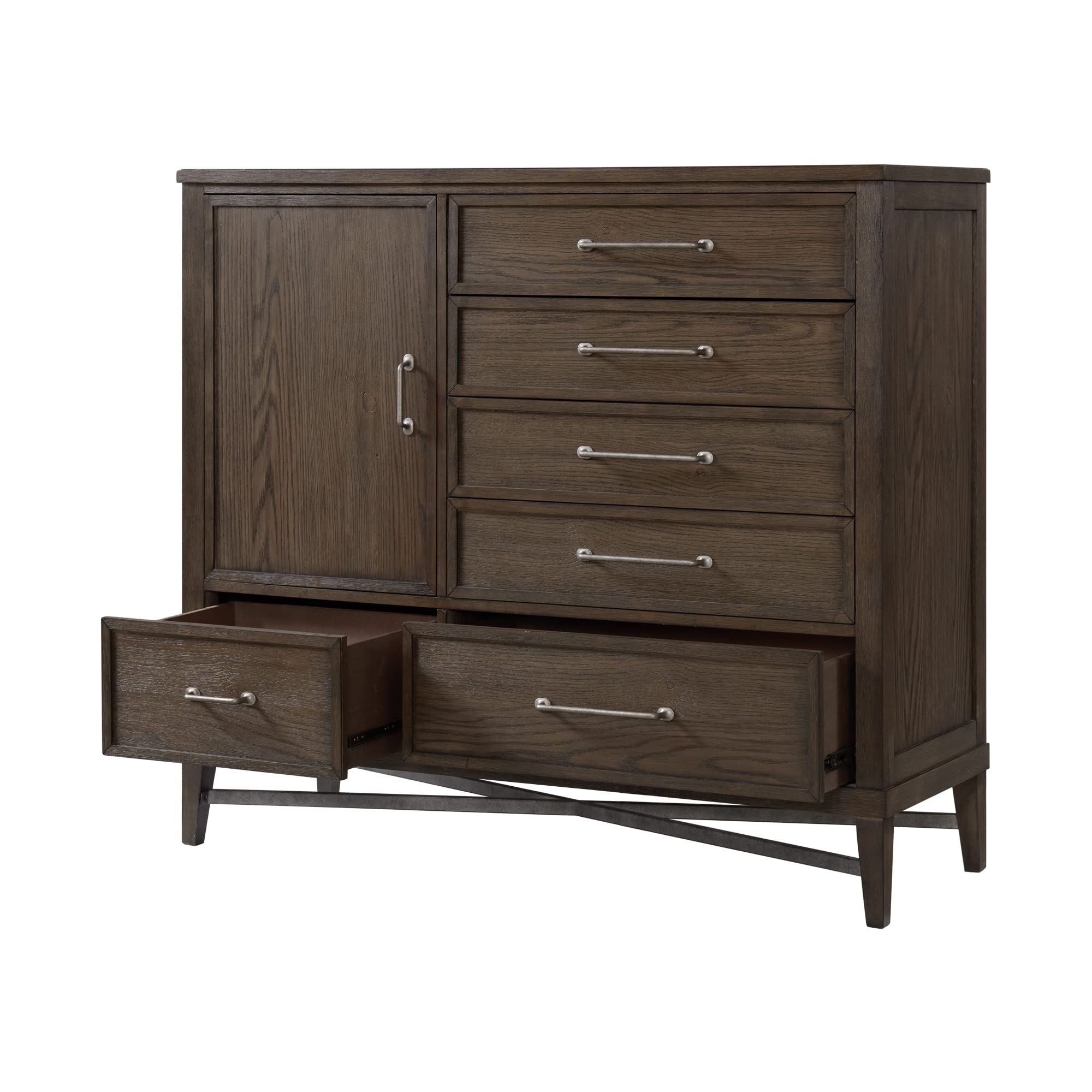 Intercon Preston 54&quot; Wide Bedroom Gentleman's Chest with 6 Drawers, Weathered Vintage Oak Furniture