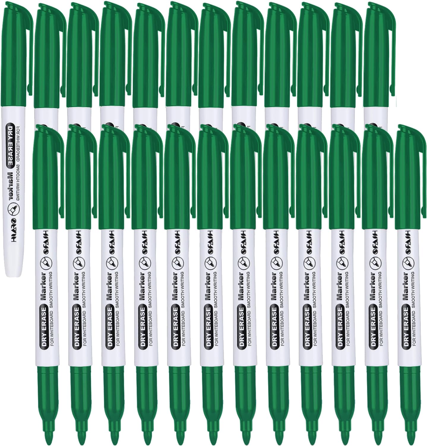 Sfaih Fine Tip Dry Erase Markers - 24 Pack Green Whiteboard Erasable Markers Bulk For Kids Adults, Ideal For Classroom School Of
