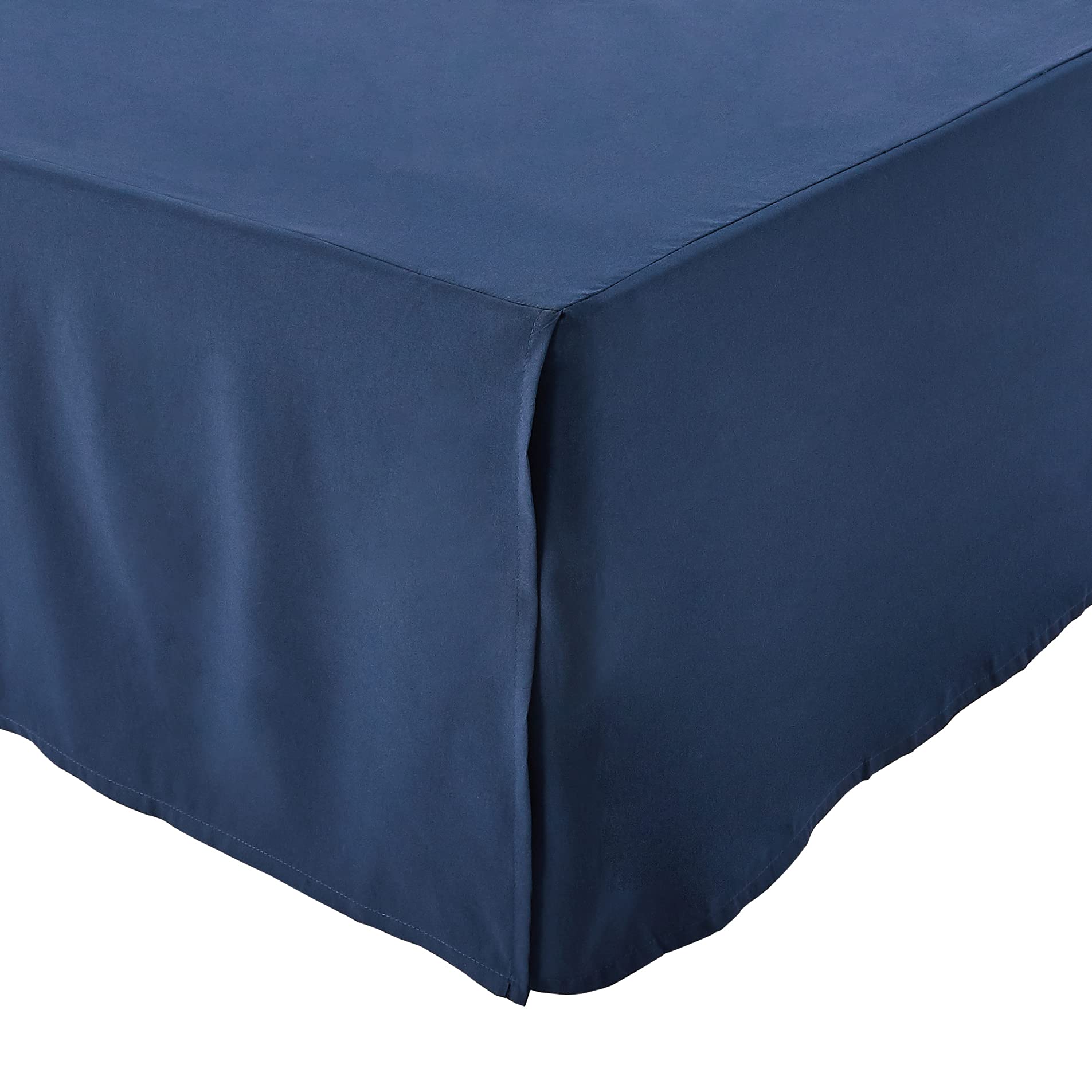 Amazon Basics Lightweight Pleated Bed Skirt, Full, Navy Blue, Solid