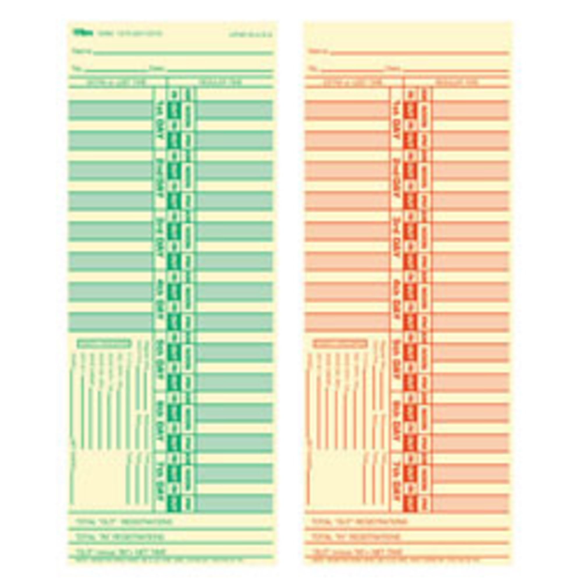 Tops 1275 Time Card For Lathem, Bi-Weekly, Two-Sided, 3 1/2 X 9 (Box Of 500)