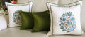 Tara Sparkling Homes Cotton Silk Embroidered Cushion Covers  16 X 16 Inch, Blue, Set Of 4