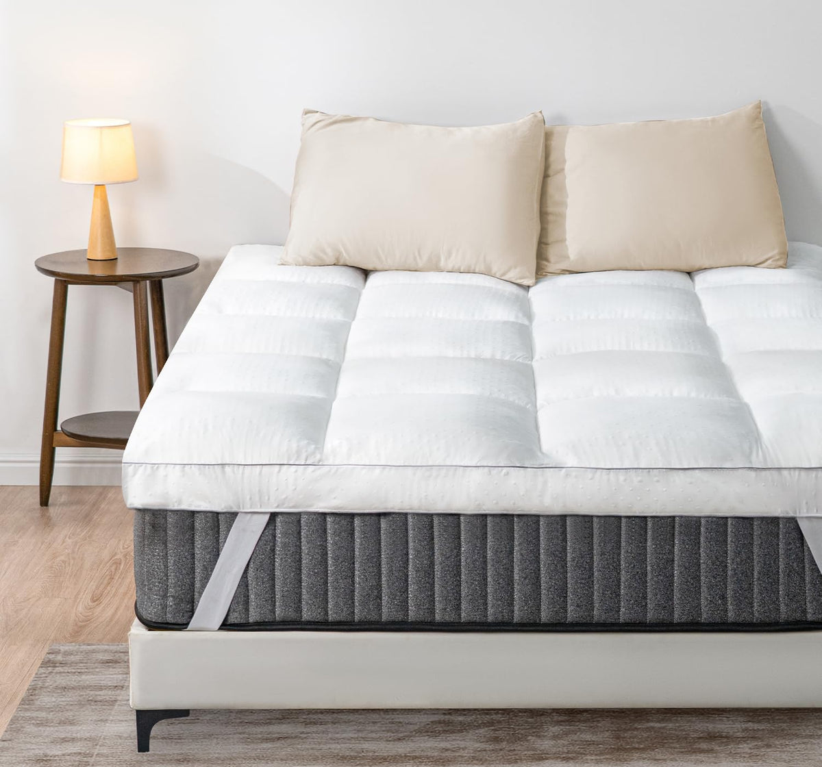 Marine Moon King Mattress Topper, Extra Thick Pillowtop, Cooling And Plush Mattress Pad Cover, 7D Down Alternative Fill,Soften H