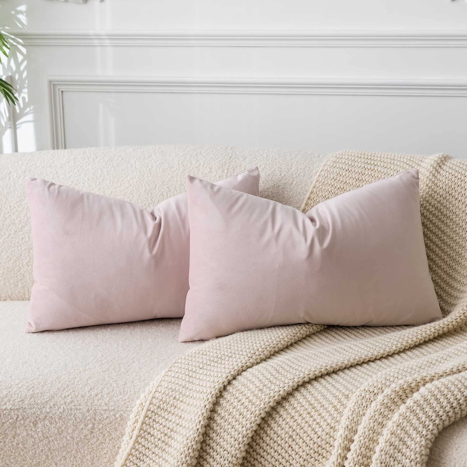 Juspurbet Pink Lumbar Velvet Throw Pillow Covers 14X24 Inch Set Of 2 For Living Room Couch Sofa Bedroom Decorative Rectangle Sol