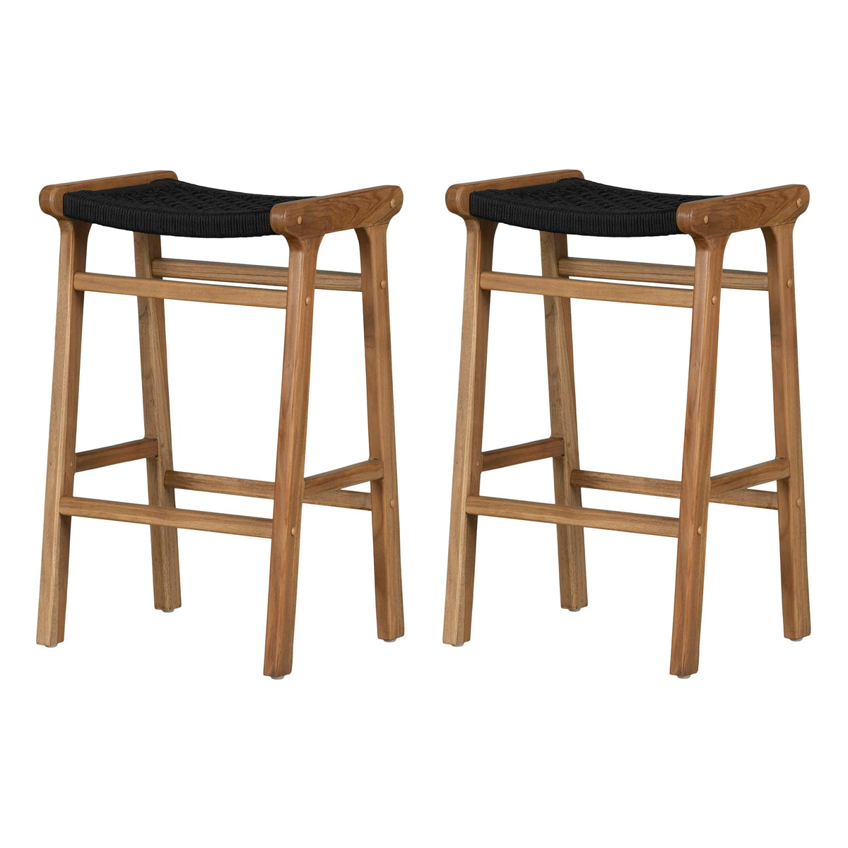 South Shore Balka Rope Bar Stool, Set Of 2, Black And Natural
