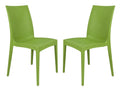 LeisureMod Modern Indoor/Outdoor Home Decorative Furniture Weave Mace Dining Chair (Armless), Set of 2 - Green