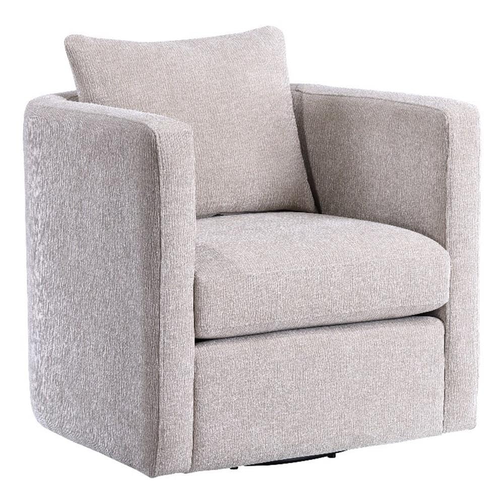 Comfort Pointe Sheldon Beige Linen Fabric Swivel Barrel Chair