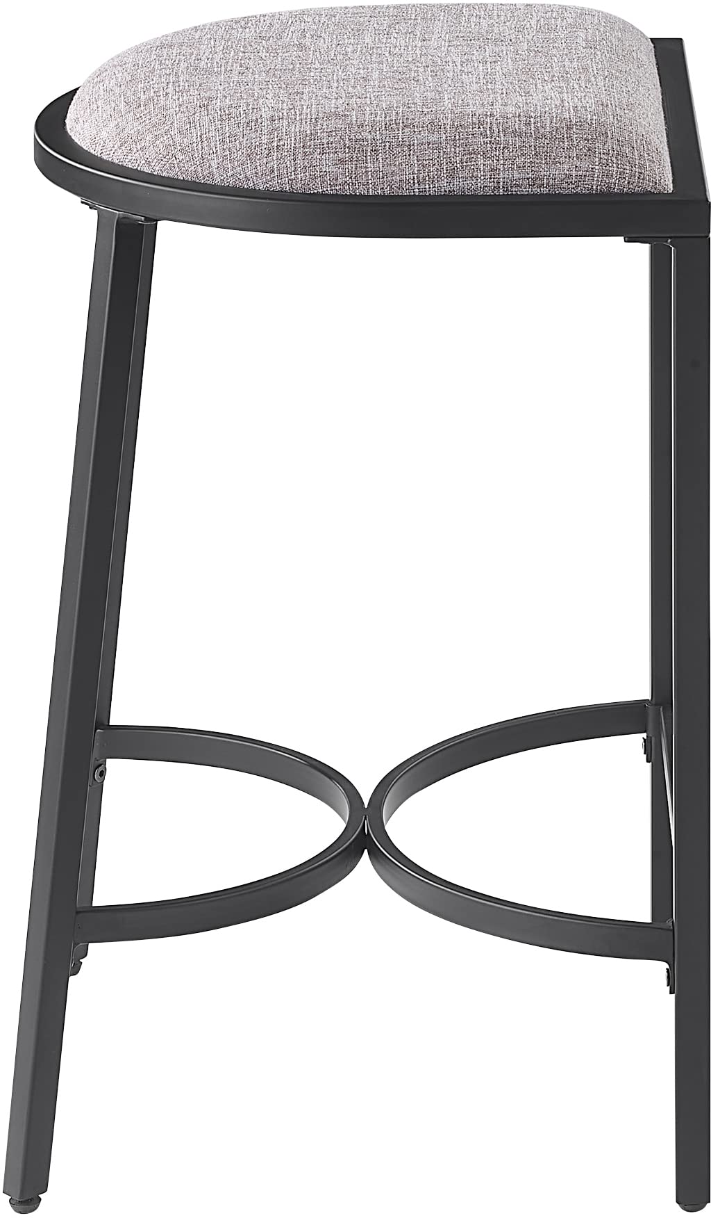 Crosley Furniture Ellery Upholstered Seat Counter Height Bar Stools Set Of 2, Gray/Matte Black