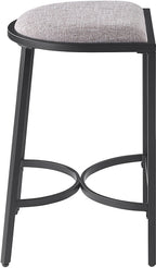 Crosley Furniture Ellery Upholstered Seat Counter Height Bar Stools Set Of 2, Gray/Matte Black