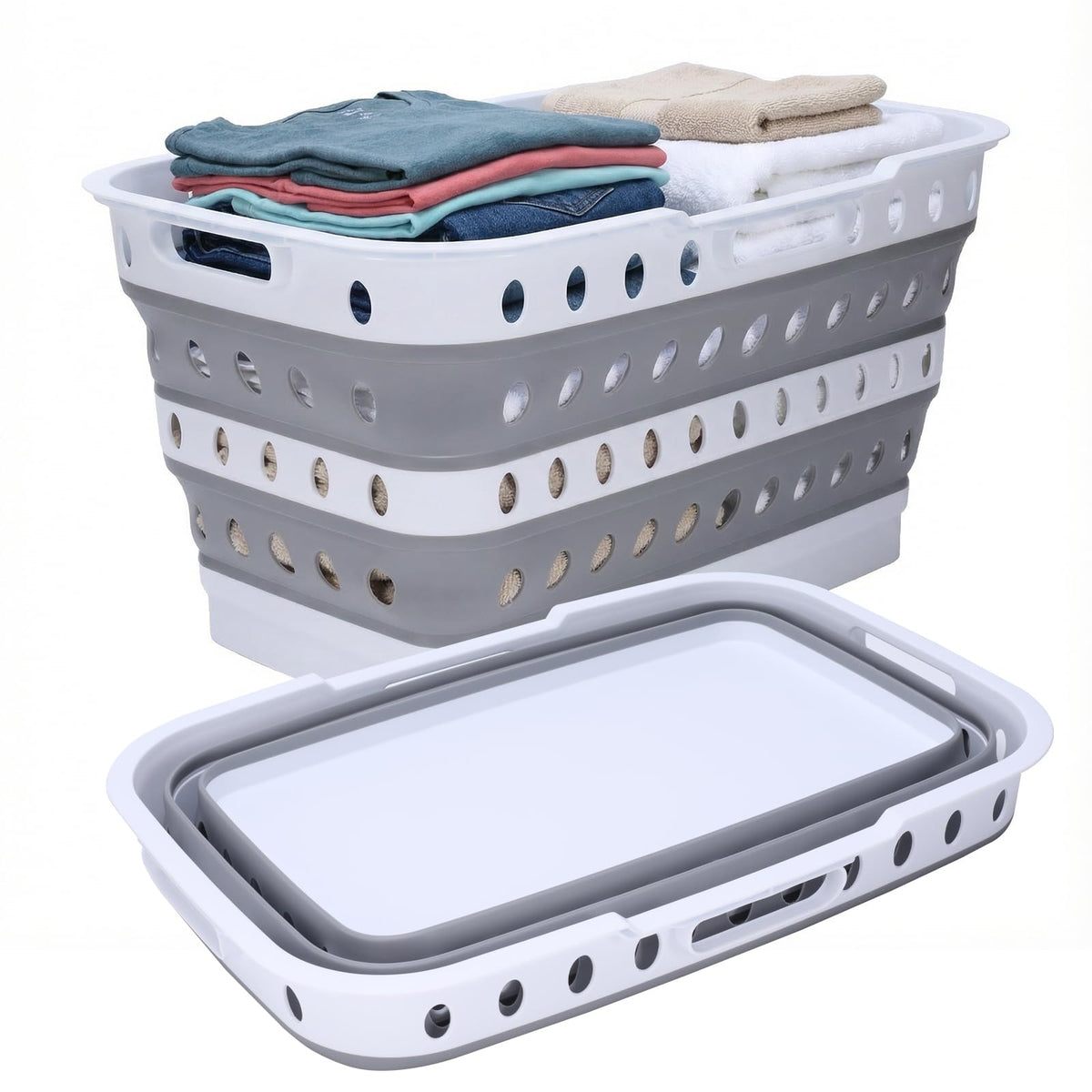 Gdfjiy 74L Collapsible Laundry Baskets, Plastic Laundry Hamper with Handles, Foldable Laundry Bin, Pop Up Storage Container for 