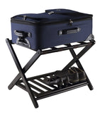 Winsome Reese Luggage Rack with Shelf, Solid Wood, for Guest Room, Bedroom, Hotel, Foldable, with Extra Storage Shelf, No Assembly, Espresso