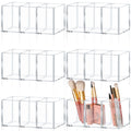 Seajan 6 Pack 3 Compartments Clear Acrylic Pen Holder Makeup Brush Holder Desktop Pencil Organizer Pencil Cup Stationery Office