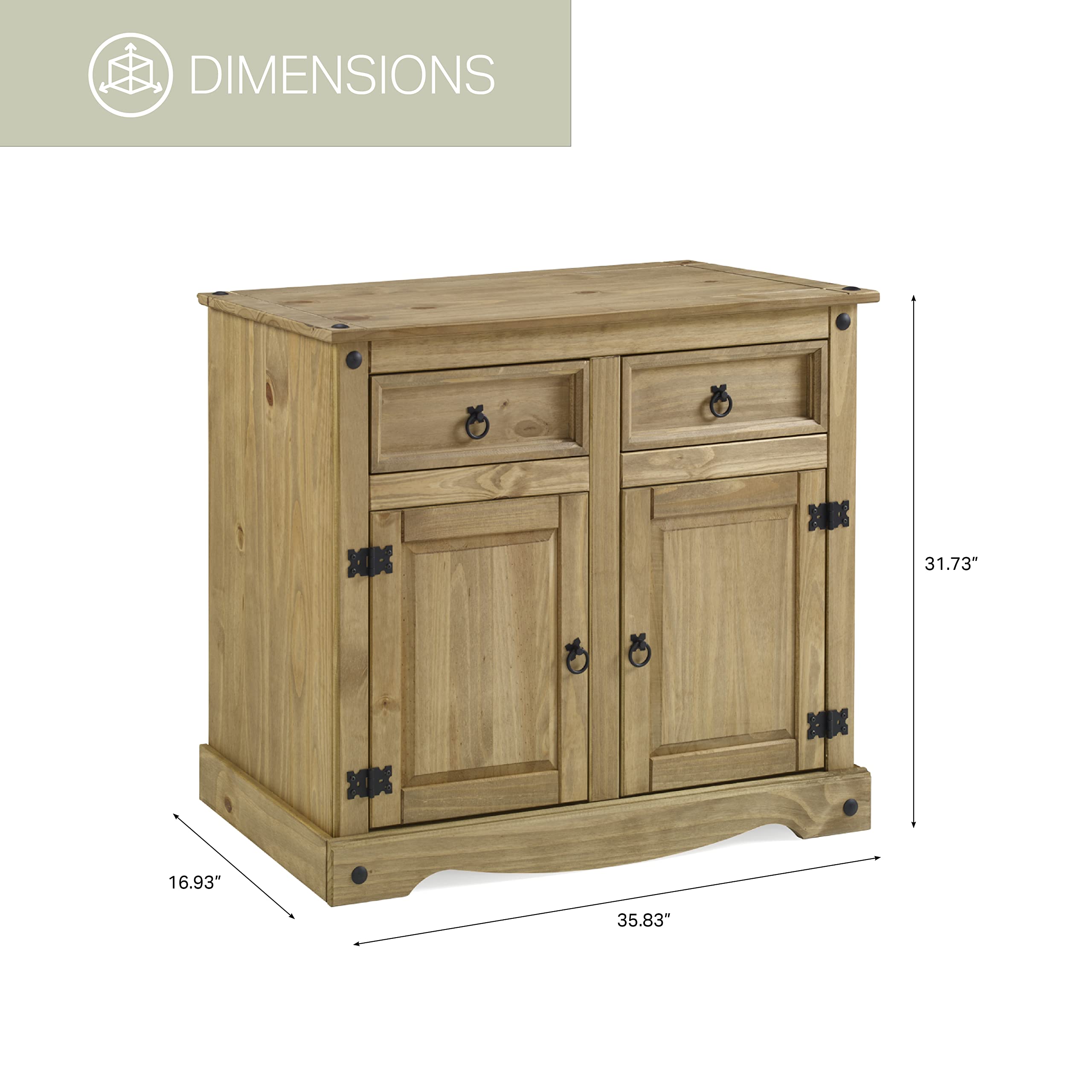 American Furniture Classics Cottage Series Wood Buffet Sideboard, Corona Brown