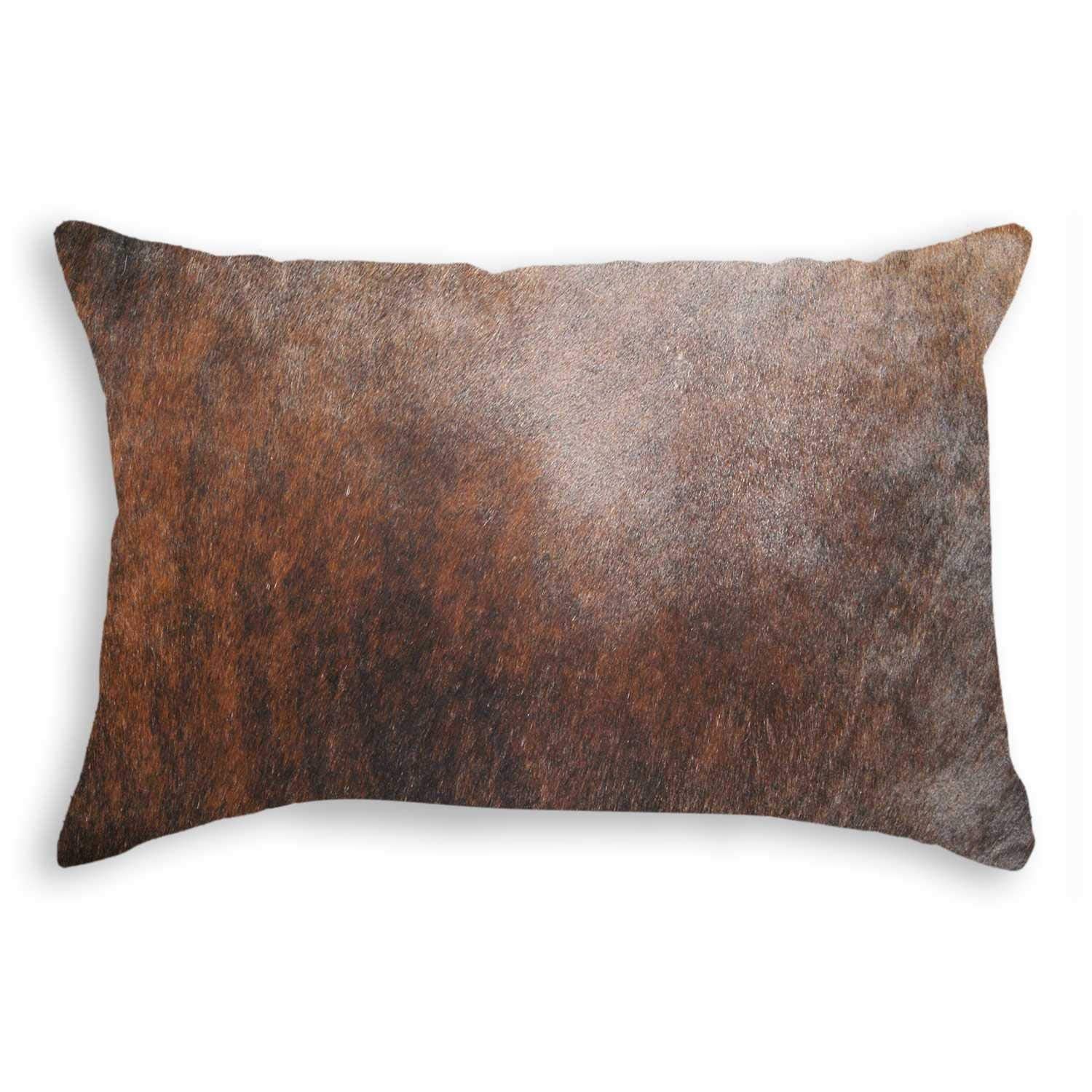 HomeRoots Cowhide, Microsuede, Polyfill 12' x 20' x 5' Brown Cowhide Pillow
