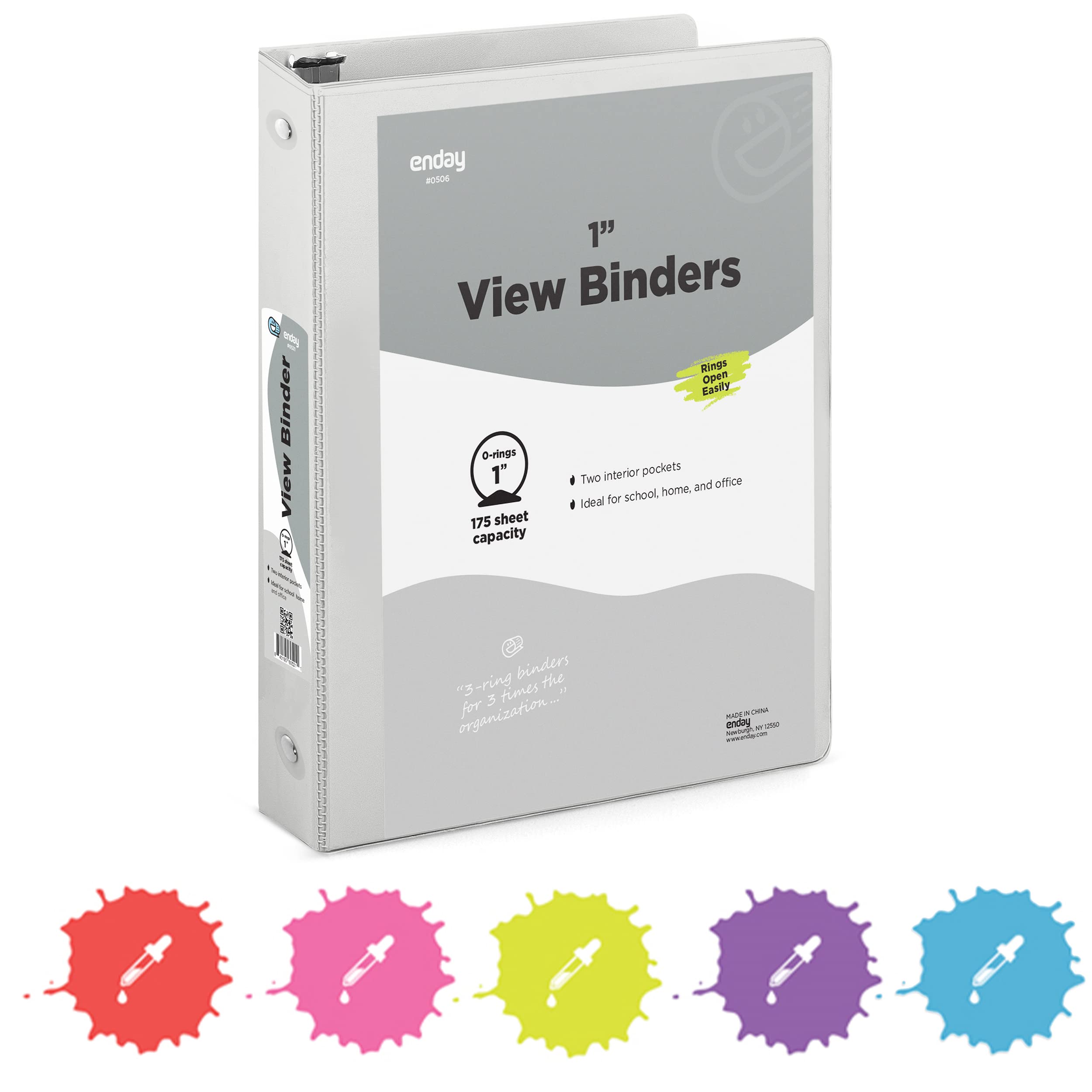 1 Inch 3 Ring Binder 1    Binder Grey Clear View Cover With 2 Inside Pockets, Colored School Supplies Office And Home Binders -