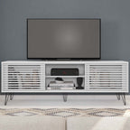 Woodpeckers Furniture And Mattress Frizz Mid-Century Modern TV Stand for 70 Inch TV (White)