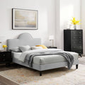 Modway Performance Velvet Queen Bed in Light Gray Platform