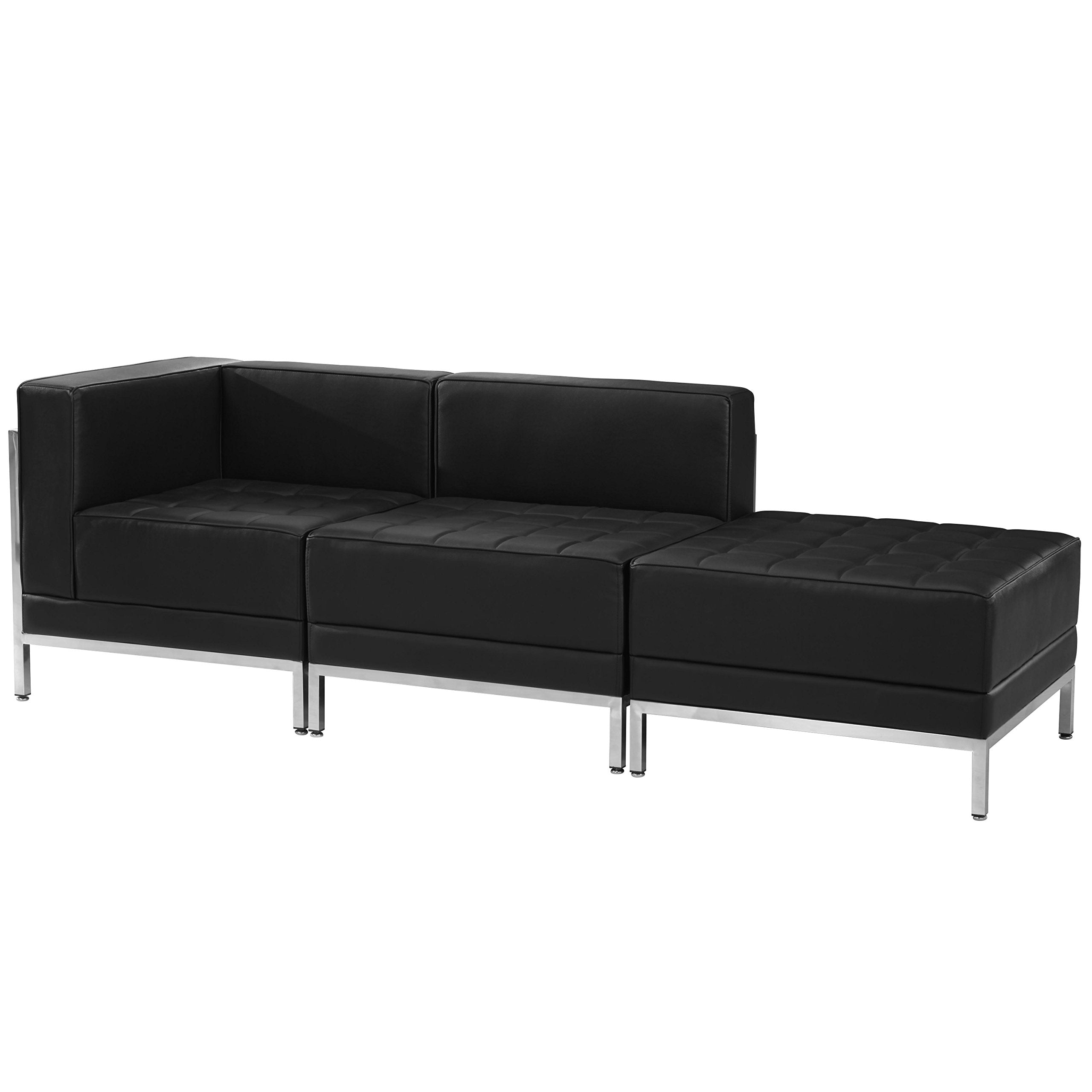 Flash Furniture HERCULES Imagination Series Black LeatherSoft 3 Piece Chair & Ottoman Set