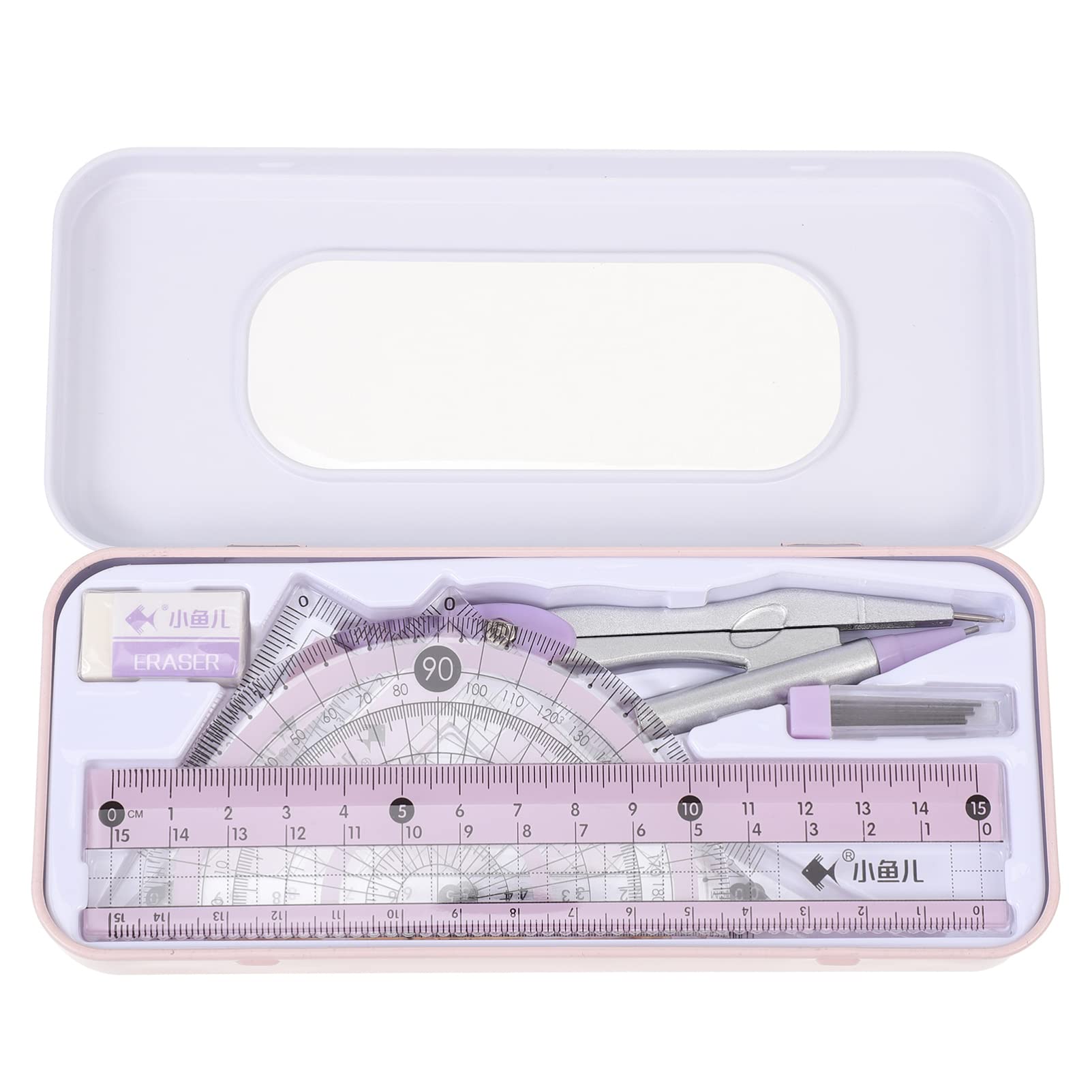 Ruler Math Kit Set Math Geometry Set Includes Rulers Protractor Compass Eraser Refills Students Geometry Drawing Tools Supplies