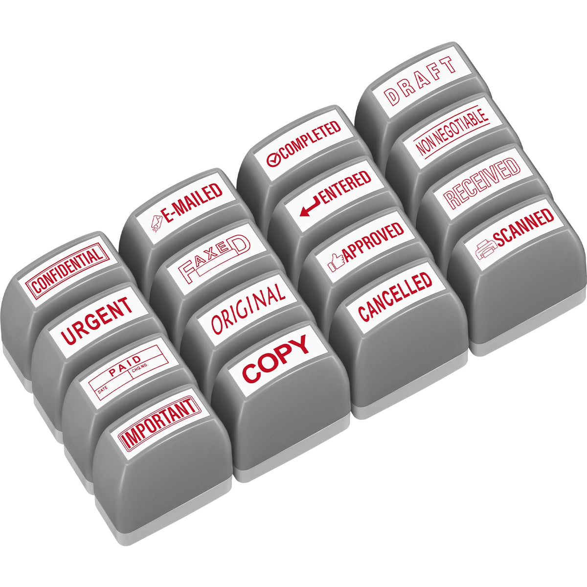 Crtiin 16 Pcs Office Stamp Set Message Self Inking Rubber Stamp Set For Office Stamps Completed Faxed Scanned Stamps For Message