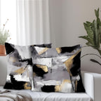 Supwhd Black And White Pillow Covers, Abstract White Black And Gold Pillow Covers 18X18 Set Of 2, Modern Black And White Pillow