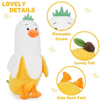 Peach Cat Pineapple Banana Duck Plush Pillow Duck Stuffed Animal Cute Fruit Plushie For Girls And Boys White 19.7'