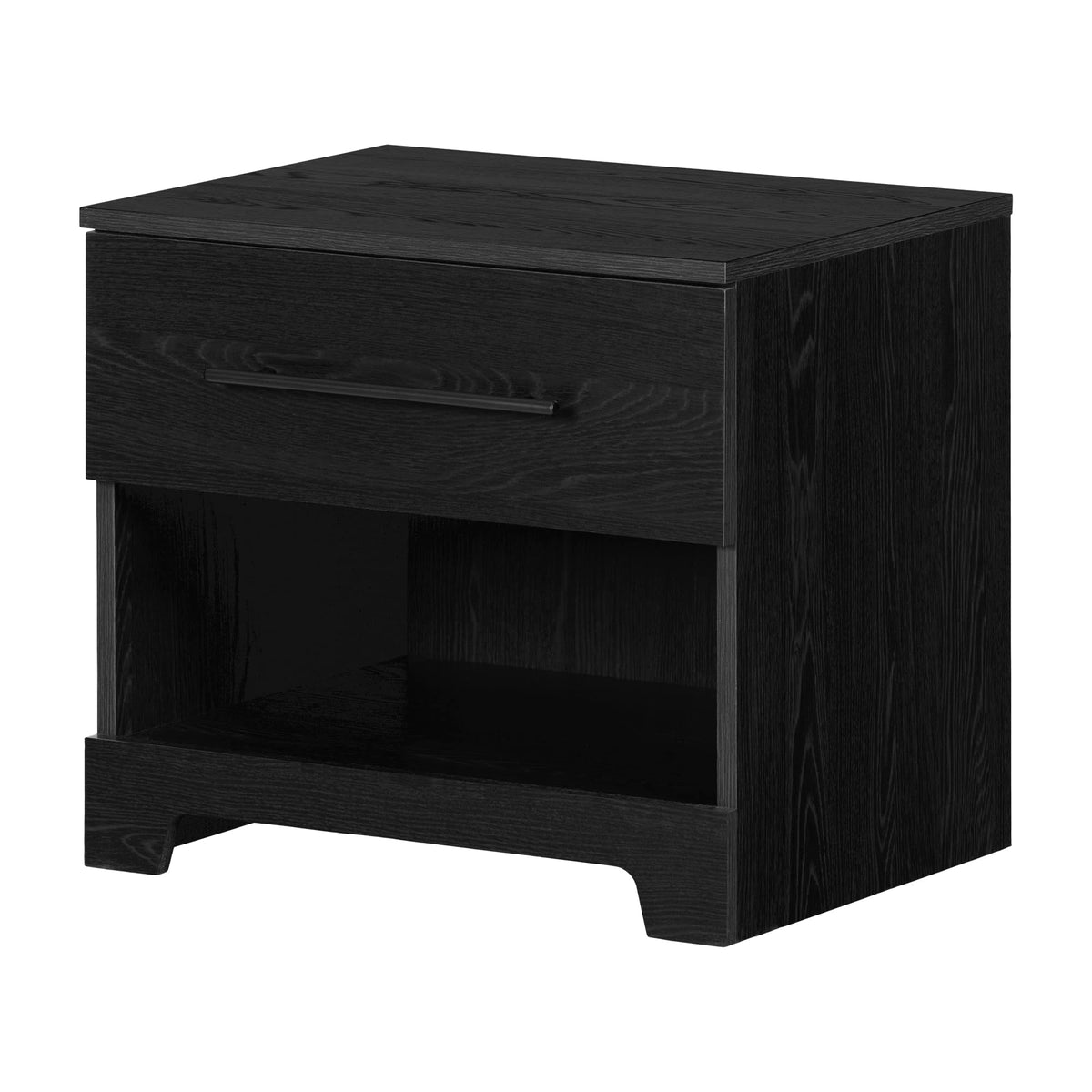 South Shore Primo 1-Drawer Nightstand, Black Oak