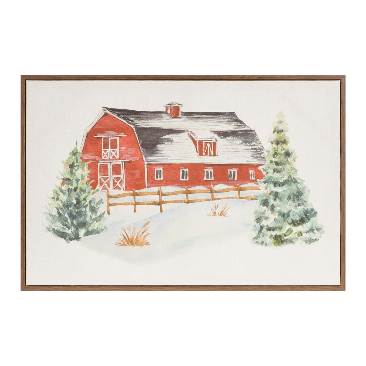 Melrose Barn Framed Christmas Canvas Wall Art - 24' x 16'