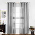 Melodieux Silver Gray Semi Sheer Curtains 84 Inches Long For Living Room, Bedroom Linen Look Window Privacy Grommet Light Filter