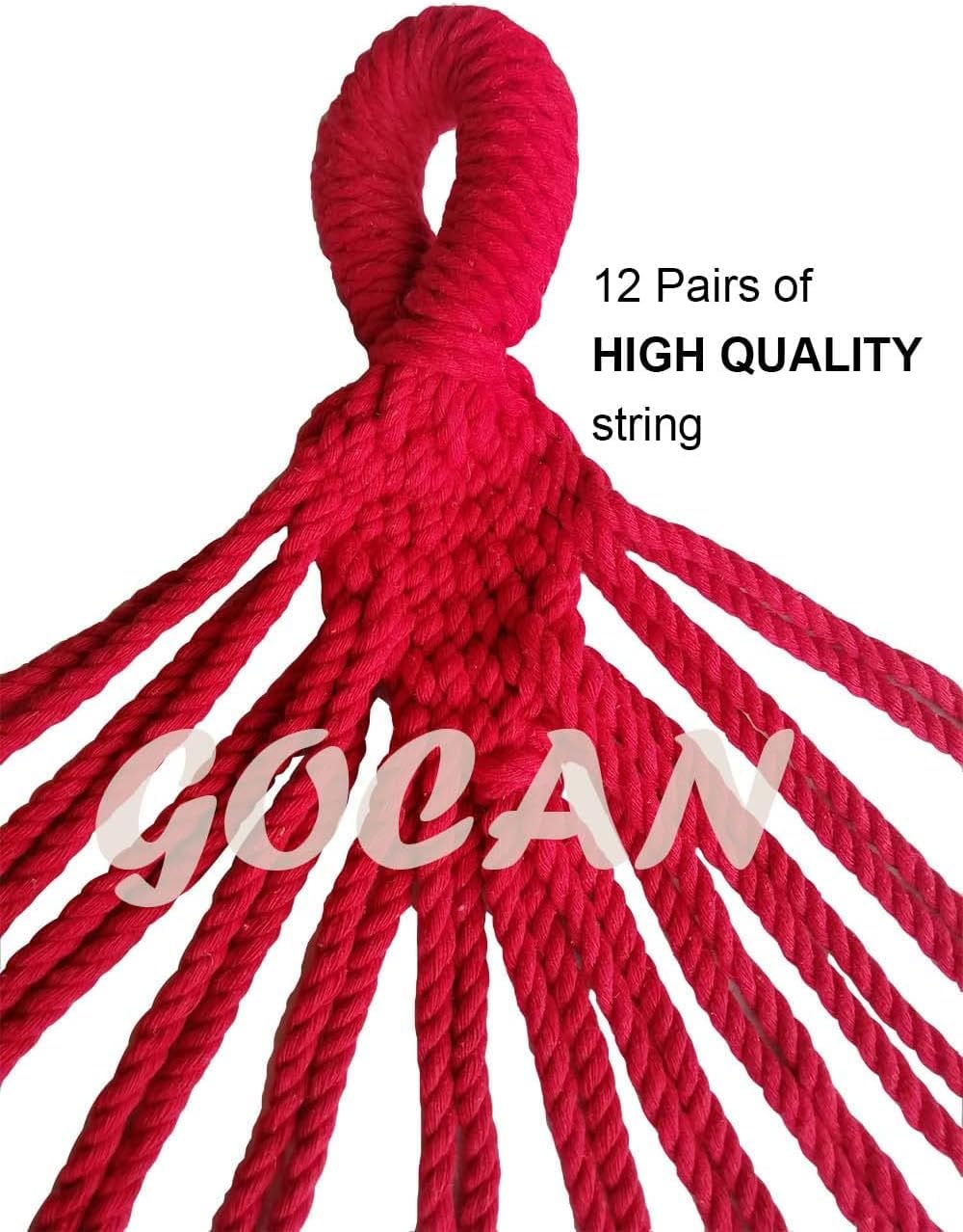 Gocan Brazilian Double Hammock 2 Person Extra Large Canvas 250X160Cm Total Length 350Cm Load 500Lb Cotton Hammock For Garden Outdoor And Indoor