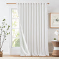 Jinchan Linen Blend White Curtains 100Wx96L Inches For Living Room Extra Wide Farmhouse Rod Pocket Back Tab Light Filtering Window Drapes With Lined For Bedroom White 1 Panel