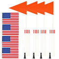 4 Pcs Upgraded Bike Flags With Pole 6 Feet High Visibility Orange Flags With Heavy Duty Fiberglass Flag Pole, Orange Flag And Am