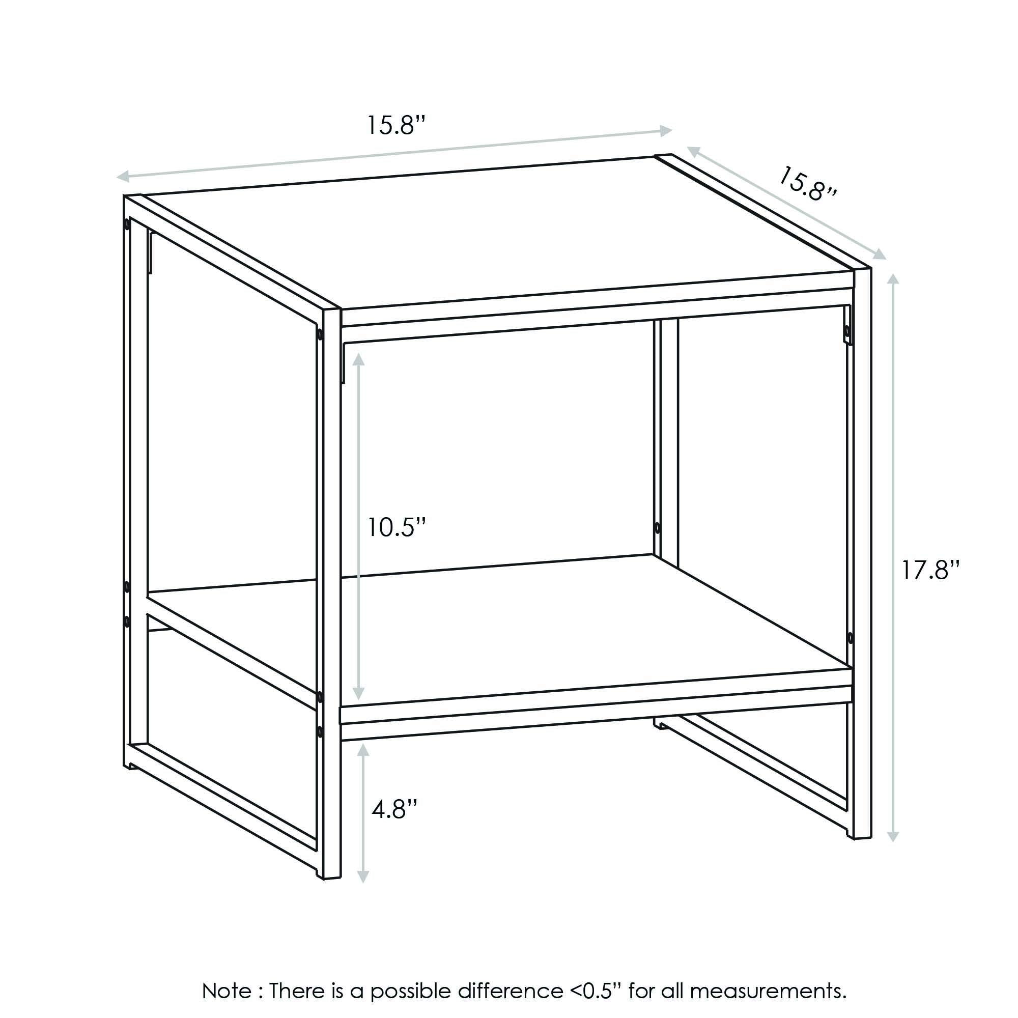 Furinno FM19122GYW Camnus Modern Living 2-Tier End Table, French Oak Grey, 15.9 in x 15.75 in x 18 in