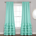 Lush Decor Allison Ruffle Curtains Window Panel Drapes Set for Living, Dining Room, Bedroom (Pair), 84 x 40, Aqua