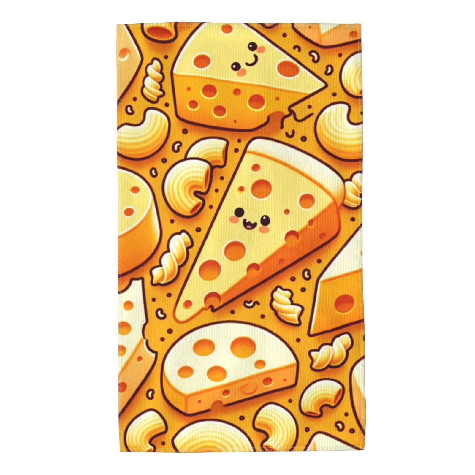 Augenstern Cheese-Macaroni Microfiber Beach Towel 27.5 X 16 Inches, Soft Absorbent Bath Towel for Bathroom, Pool, Beach, Travel 