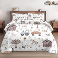 Wecozy Twin Size Comforter Set With Pillowcase, Farm Animal Tractor House Tree Soft 2 Pcs Bedding Set For Kids And Adults Bedroo