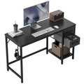 CubiCubi Computer Desk with 2 Drawers, 47 Inch Small Home Office Desk Study Writing Table, Modern Black