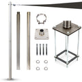 Amgo 8Ft Stainless Steel Pole, Heavy Duty With Base Plate & Height Adjustable Mounting Clamp R - Easy Installation Shade Sail Ca