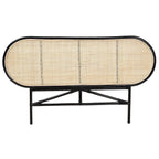 Baxton Studio Reegan Queen Rattan Headboard, 65-inch W x 1.2 -inch D x 37.4-inch H, Black/Natural Brown (232-13246-HiT)