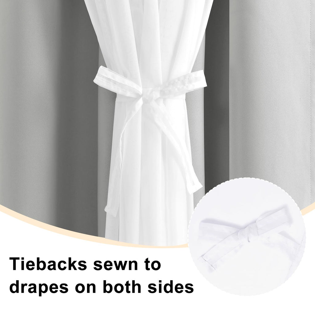 Hiasan Mix & Match Blackout Curtains With Sheer, Thermal Insulated Privacy Double Layer Grommet Window Curtains For Bedroom, Liv