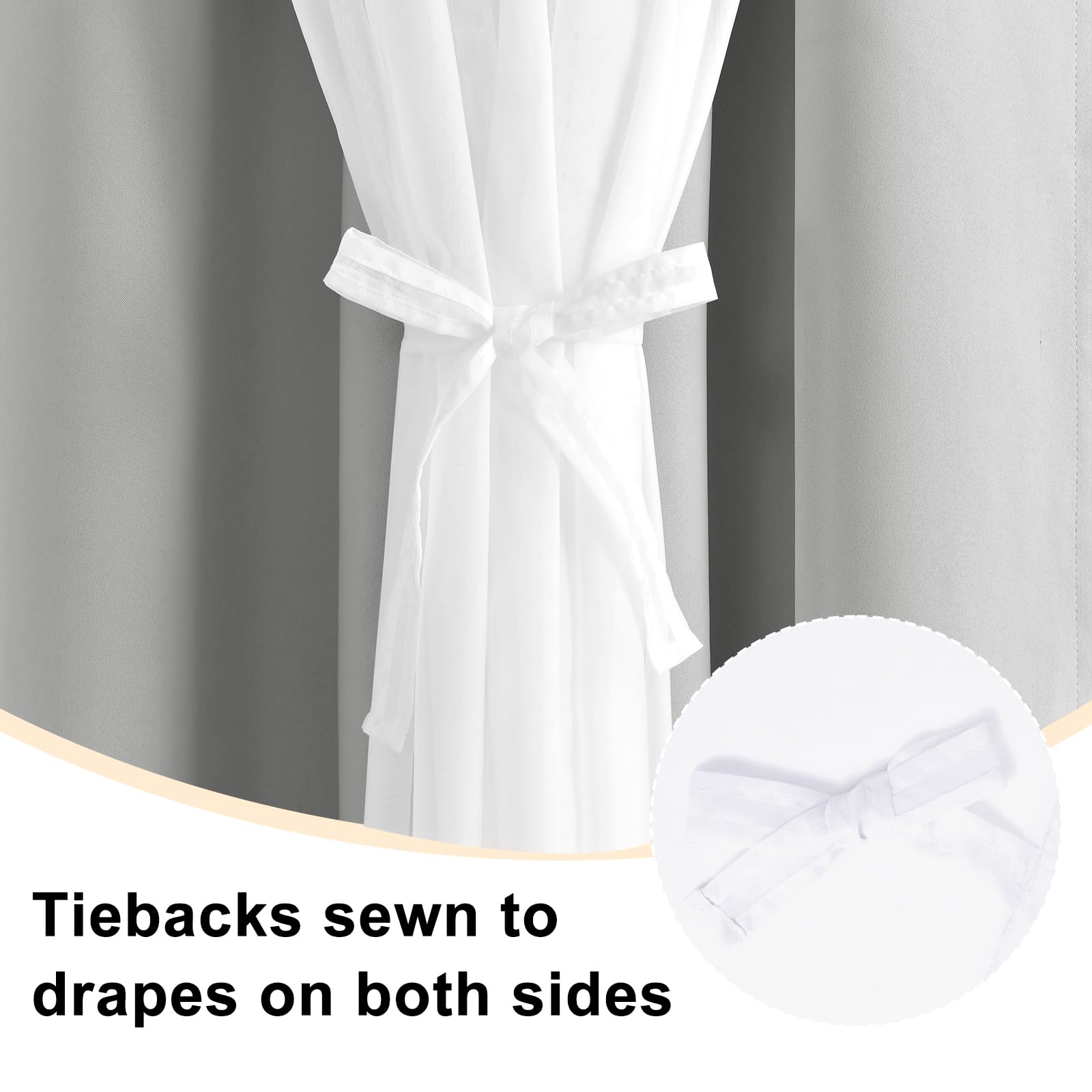 Hiasan Mix & Match Blackout Curtains With Sheer, Thermal Insulated Privacy Double Layer Grommet Window Curtains For Bedroom, Liv