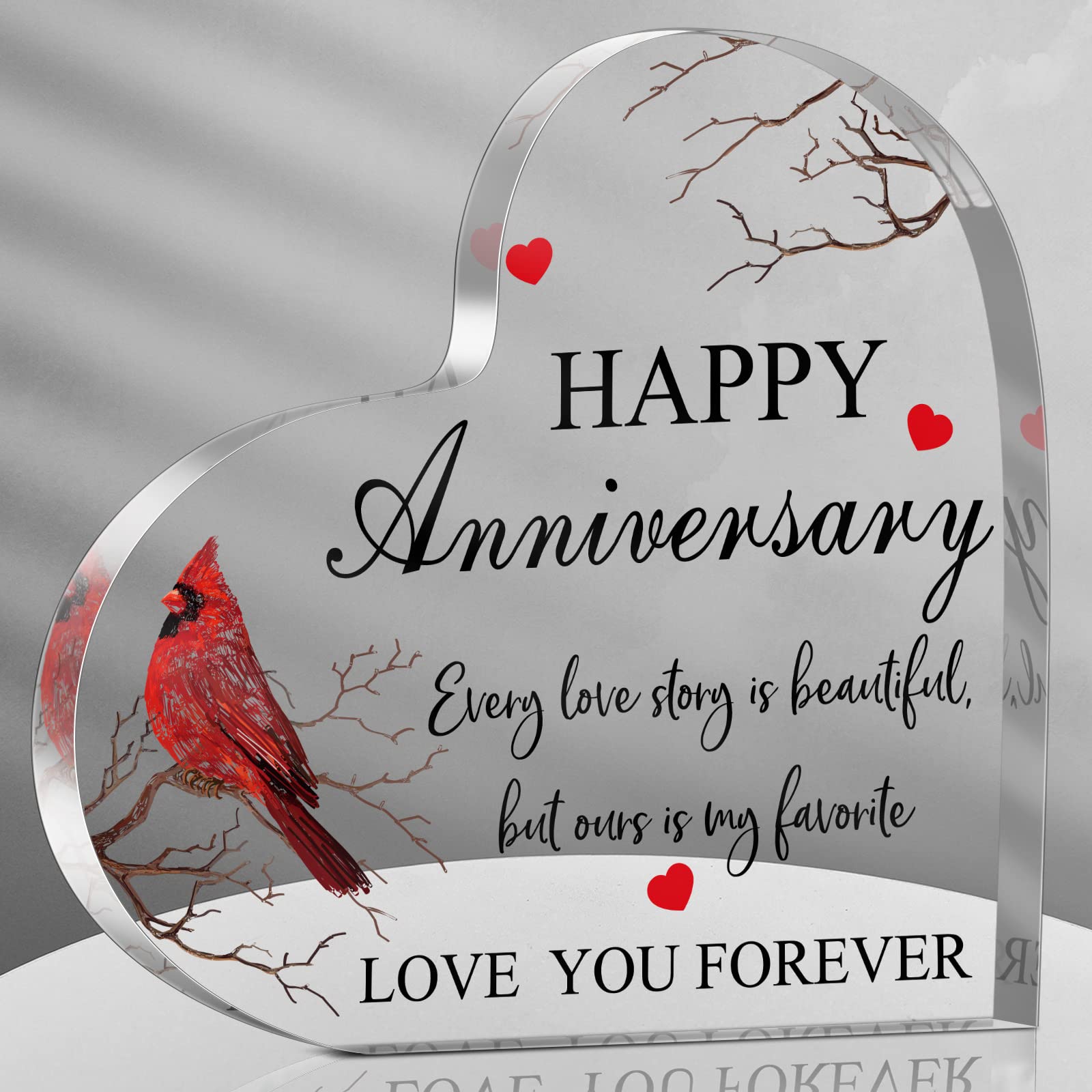 Happy Anniversary Cardinal Gift For Women Anniversary Wedding Gifts Anniversary Acrylic Heart Valentines Day Gifts For Her Him C