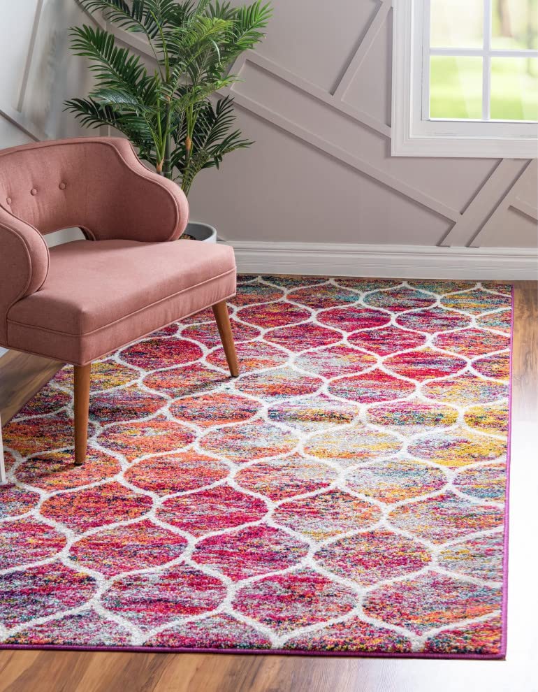 Unique Loom Trellis Frieze Collection Area Rug - Rounded (2' X 3', Multi/ Black)