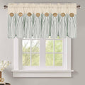 Cotton Linen Farmhouse Kitchen Valance Curtains Boho Rustic Button Valances Natural/Sage Green Stripe Color Block Window Valance